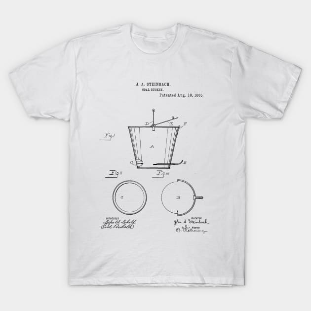 Coal Bucket Vintage Patent Hand Drawing T-Shirt by TheYoungDesigns